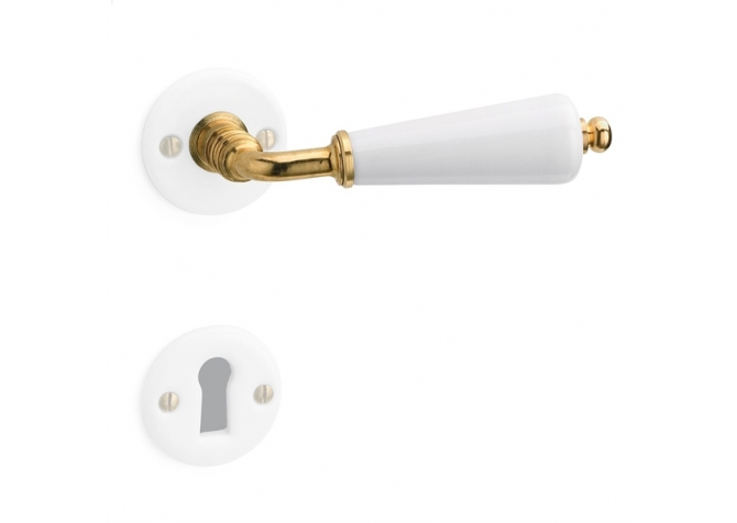 Door handle porcelain white brass