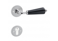 Door handle porcelain black nickel-plated brass