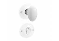 Door knob porcelain white nickel-plated brass