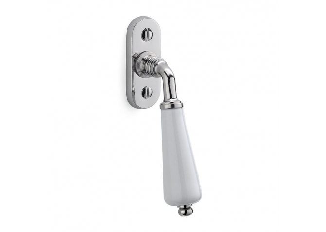 White porcelain window handle nickel-plated brass